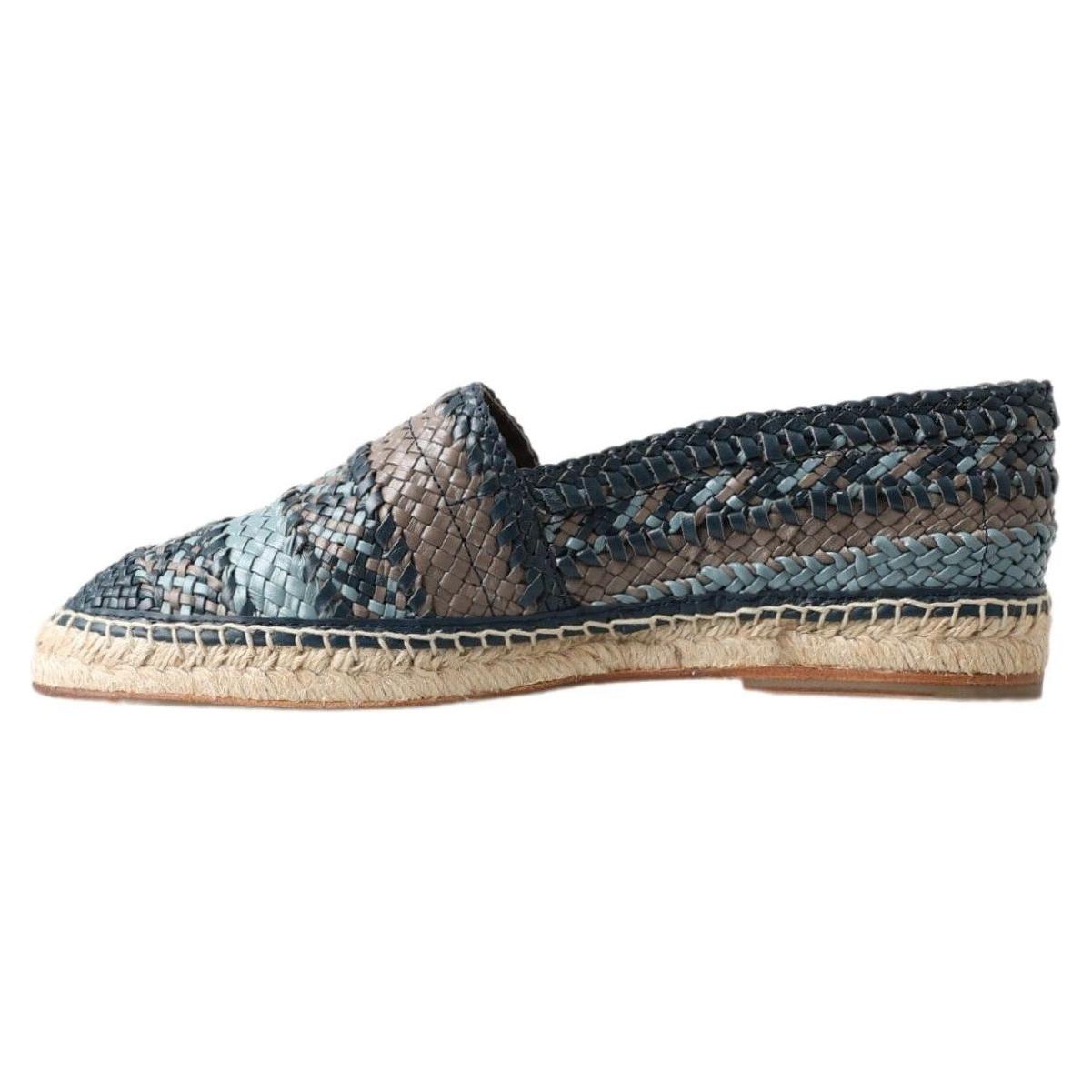 Dolce & Gabbana Blue Gray Leather Buffalo Espadrille Shoes MV5034-39