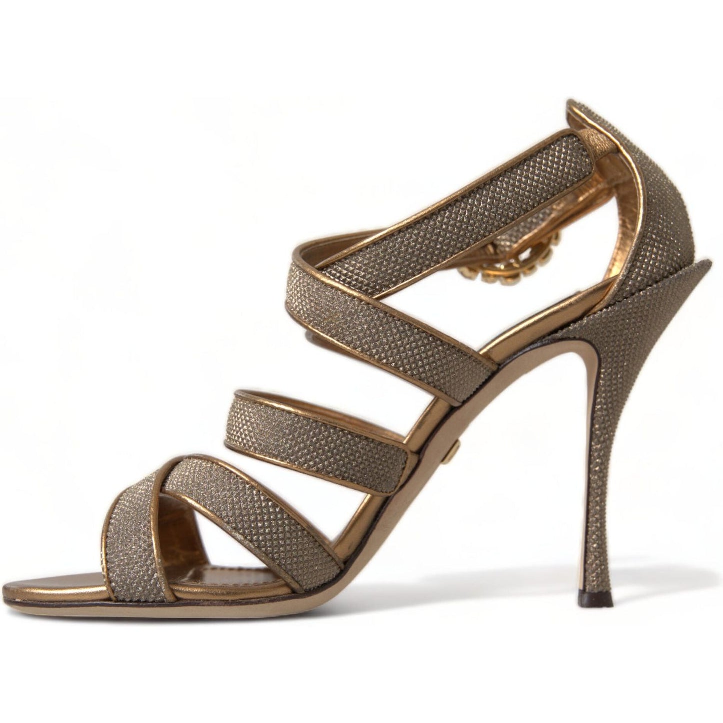 Dolce & Gabbana Bronze Crystal Strap Heels Sandals Shoes LA10318-40