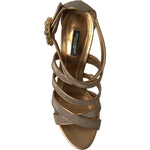 Dolce & Gabbana Bronze Crystal Strap Heels Sandals Shoes LA10318-40