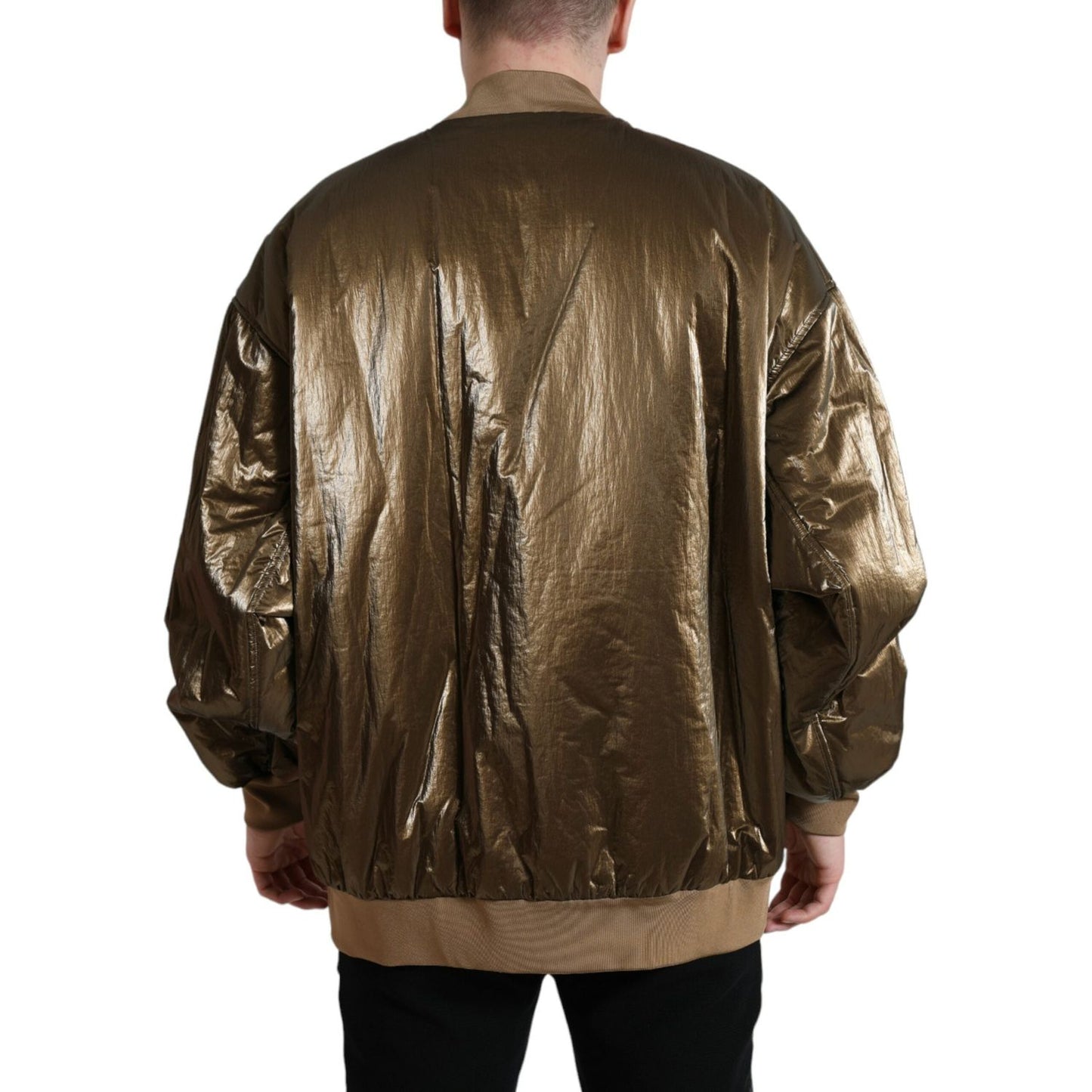 Dolce & Gabbana Bronze Nylon Full Zip Men Bomber Jacket JKT3769-54