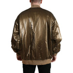 Dolce & Gabbana Bronze Nylon Full Zip Men Bomber Jacket JKT3769-54