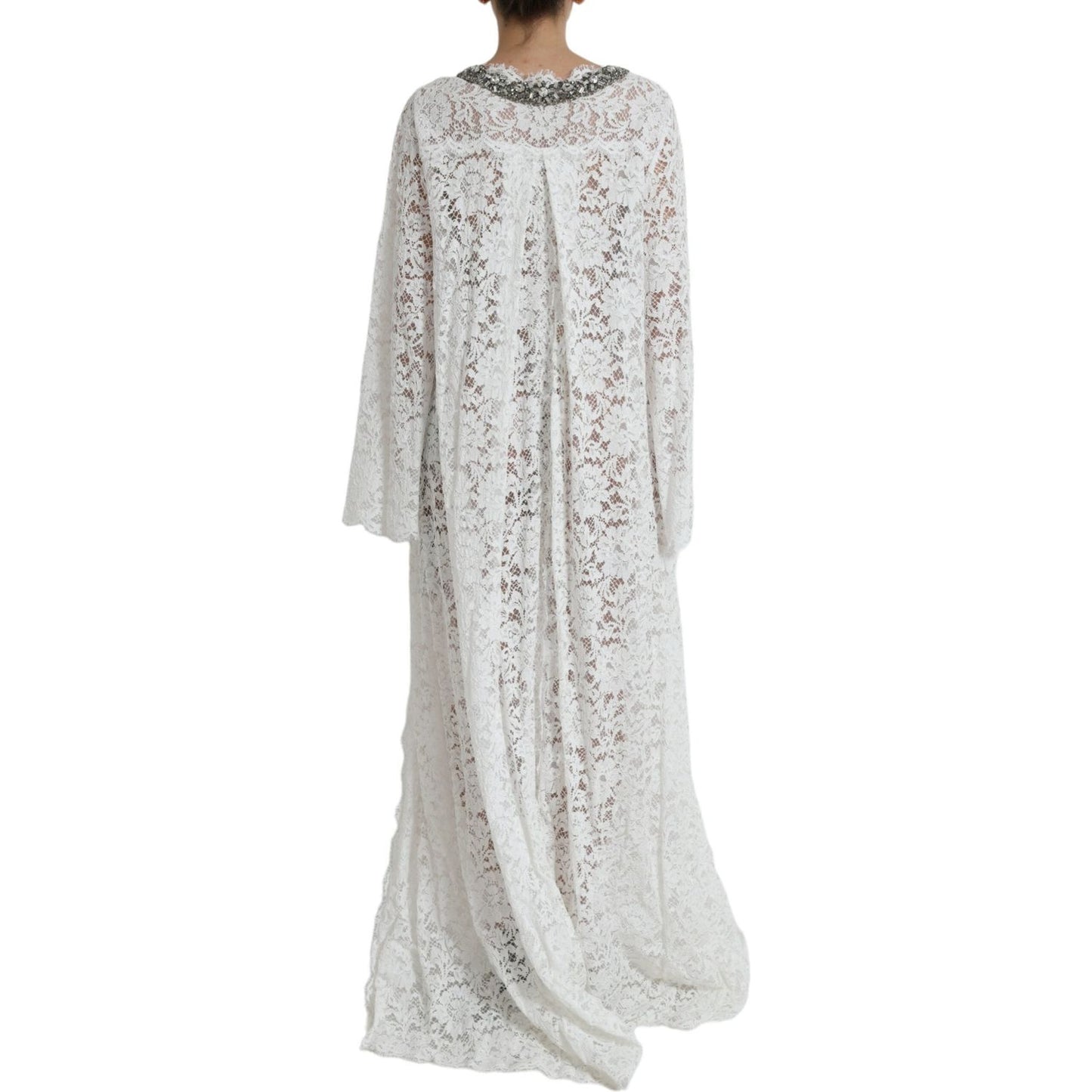 Dolce & Gabbana White Lace Crystal Embellished Shift Dress DR281122-42