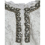 Dolce & Gabbana White Lace Crystal Embellished Shift Dress DR281122-42