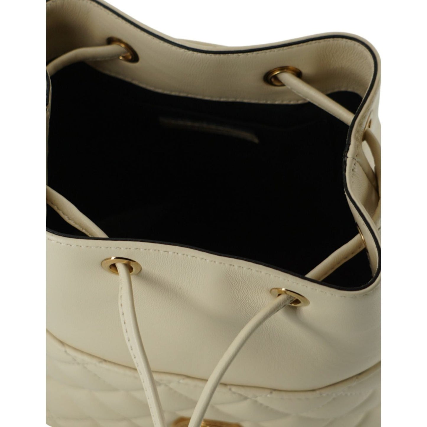 Versace Elegant Small White Leather Bucket Shoulder Bag 8056204983269
