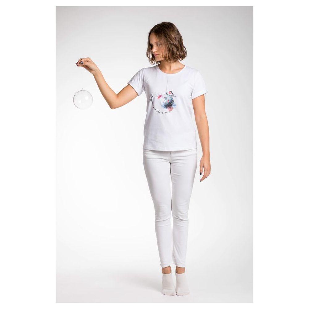 A.Tratti Chic White Stretch Viscose Tee AT-11746-S
