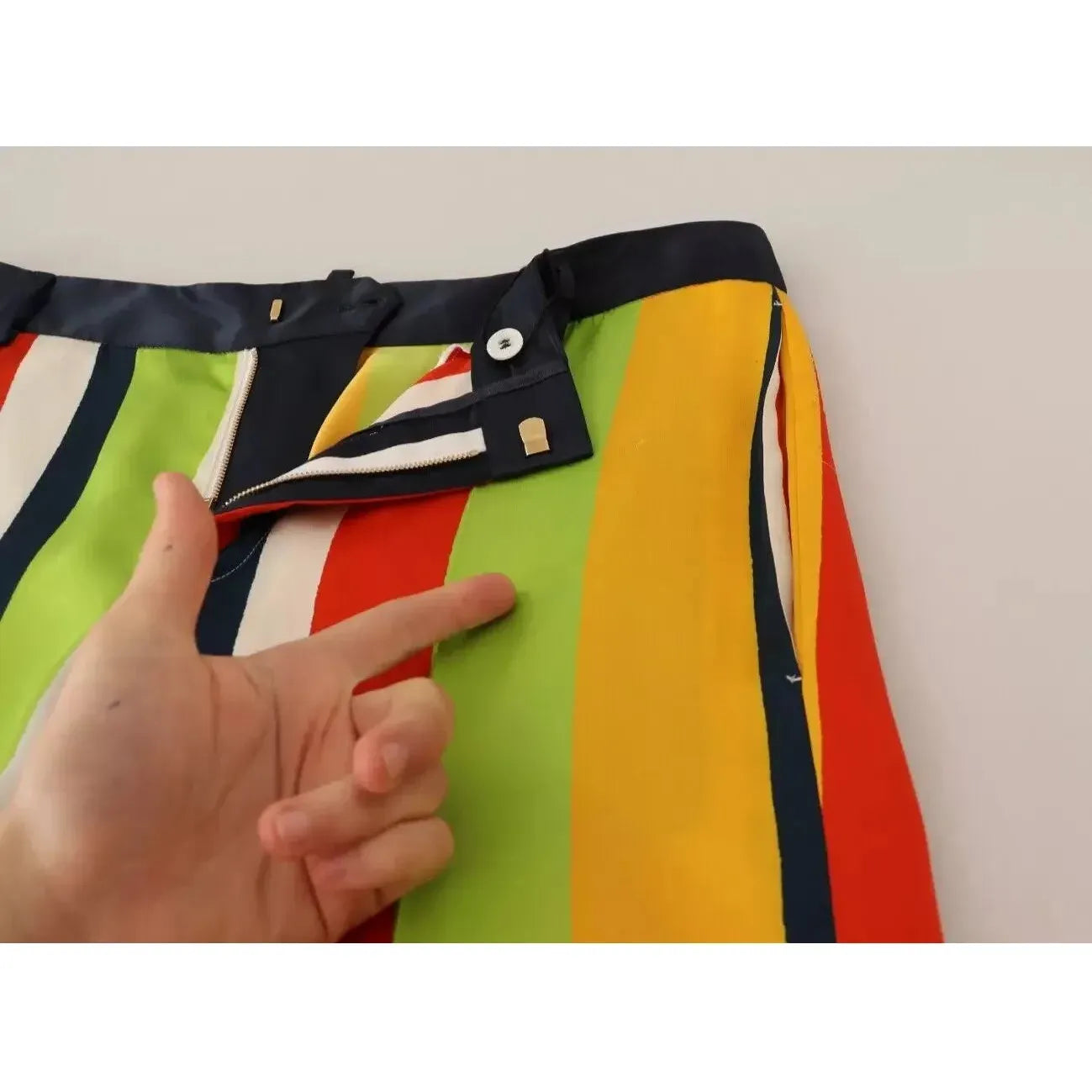 Dsquared² Multicolor Striped Mid Waist Straight Pants PAN7002-42