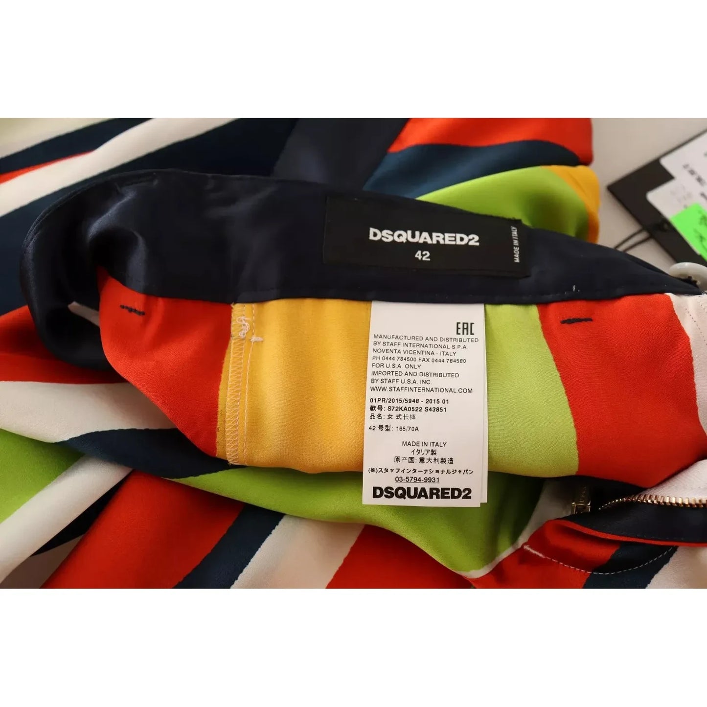 Dsquared² Multicolor Striped Mid Waist Straight Pants PAN7002-42