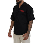Dsquared² Black Cotton Collared Logo Print Short Sleeve Shirt TSH83548-48
