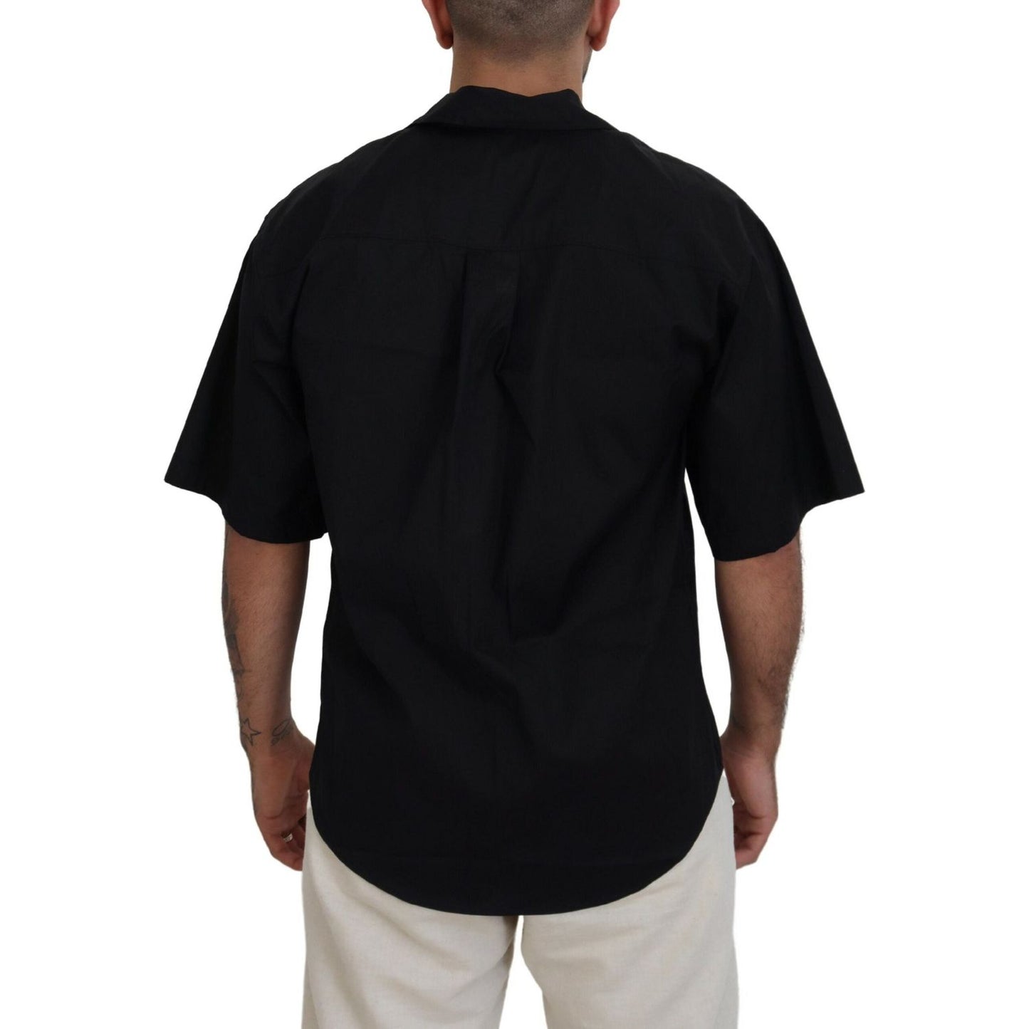 Dsquared² Black Cotton Collared Logo Print Short Sleeve Shirt TSH83548-48