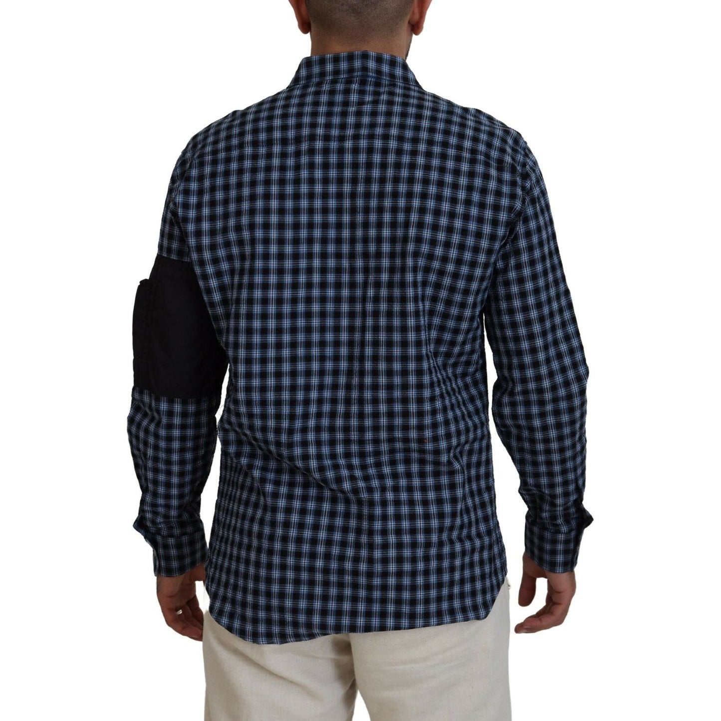 Dsquared² Multicolor Black Arm Plaid Men Long Sleeves Shirt TSH83557-48