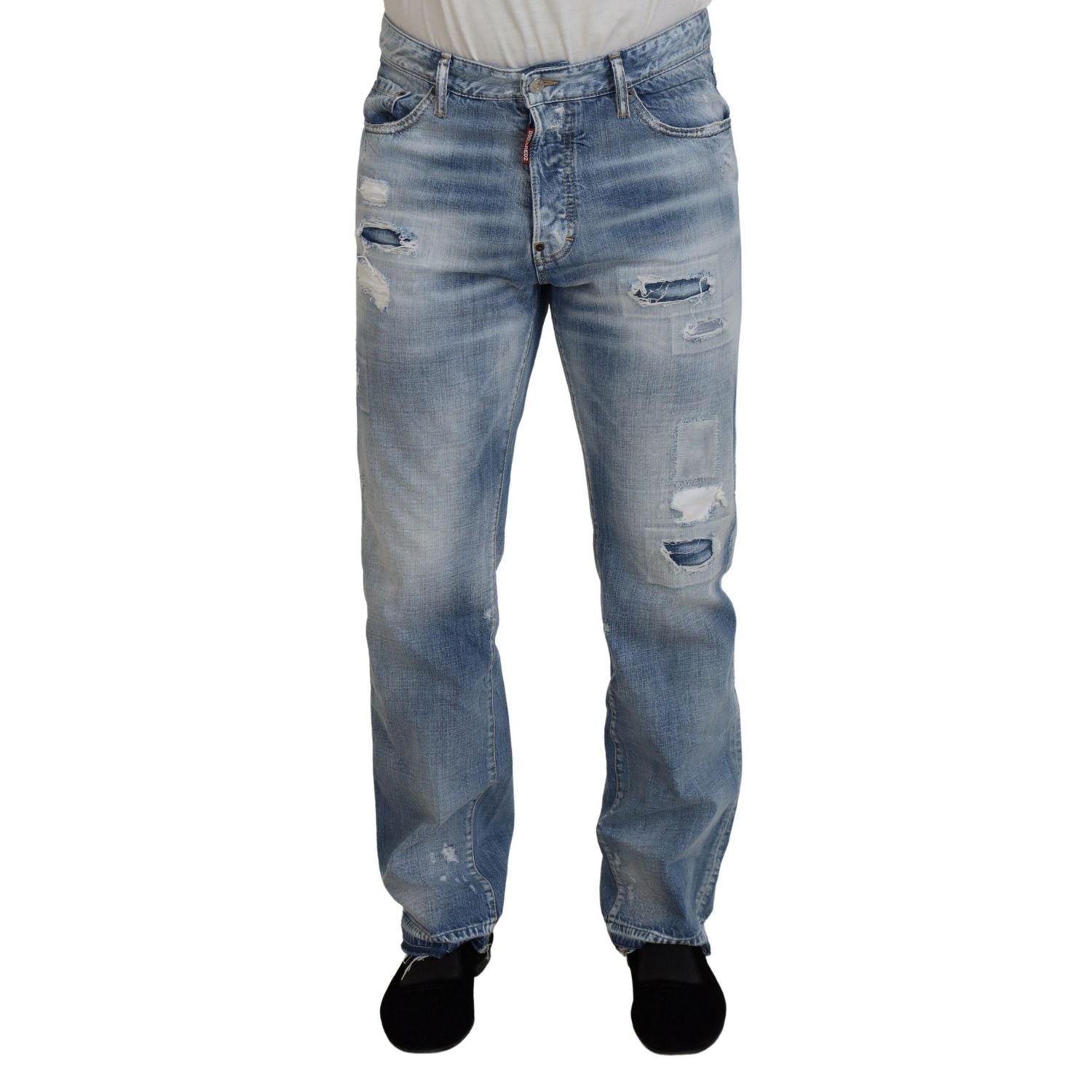 Dsquared² Blue Washed Straight Fit Men Casual Denim Jeans