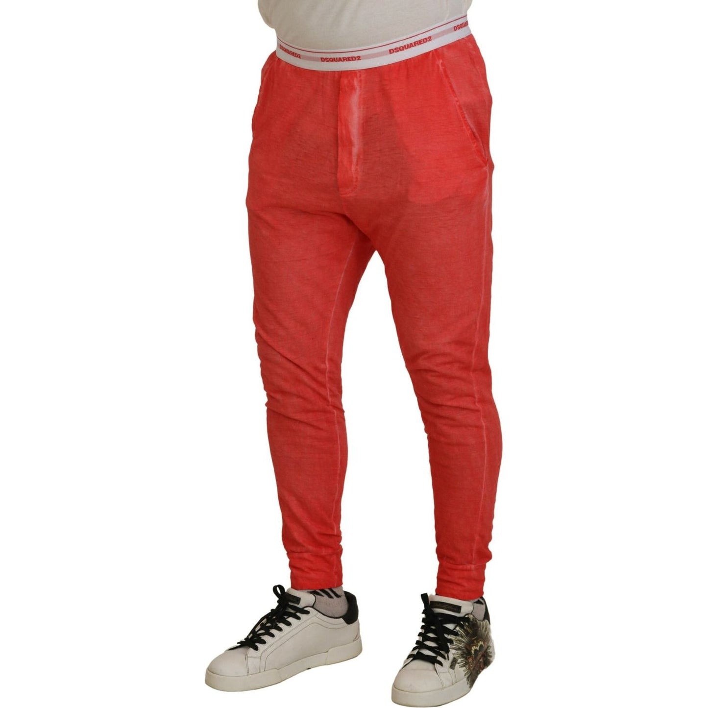 Dsquared² Orange Cotton Elastic Waist Logo Men Pants PAN74471-48