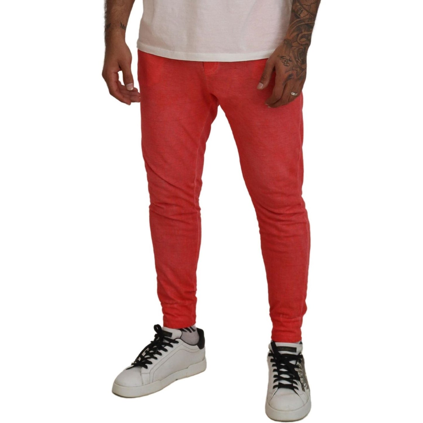 Dsquared² Orange Cotton Elastic Waist Logo Men Pants PAN74471-48