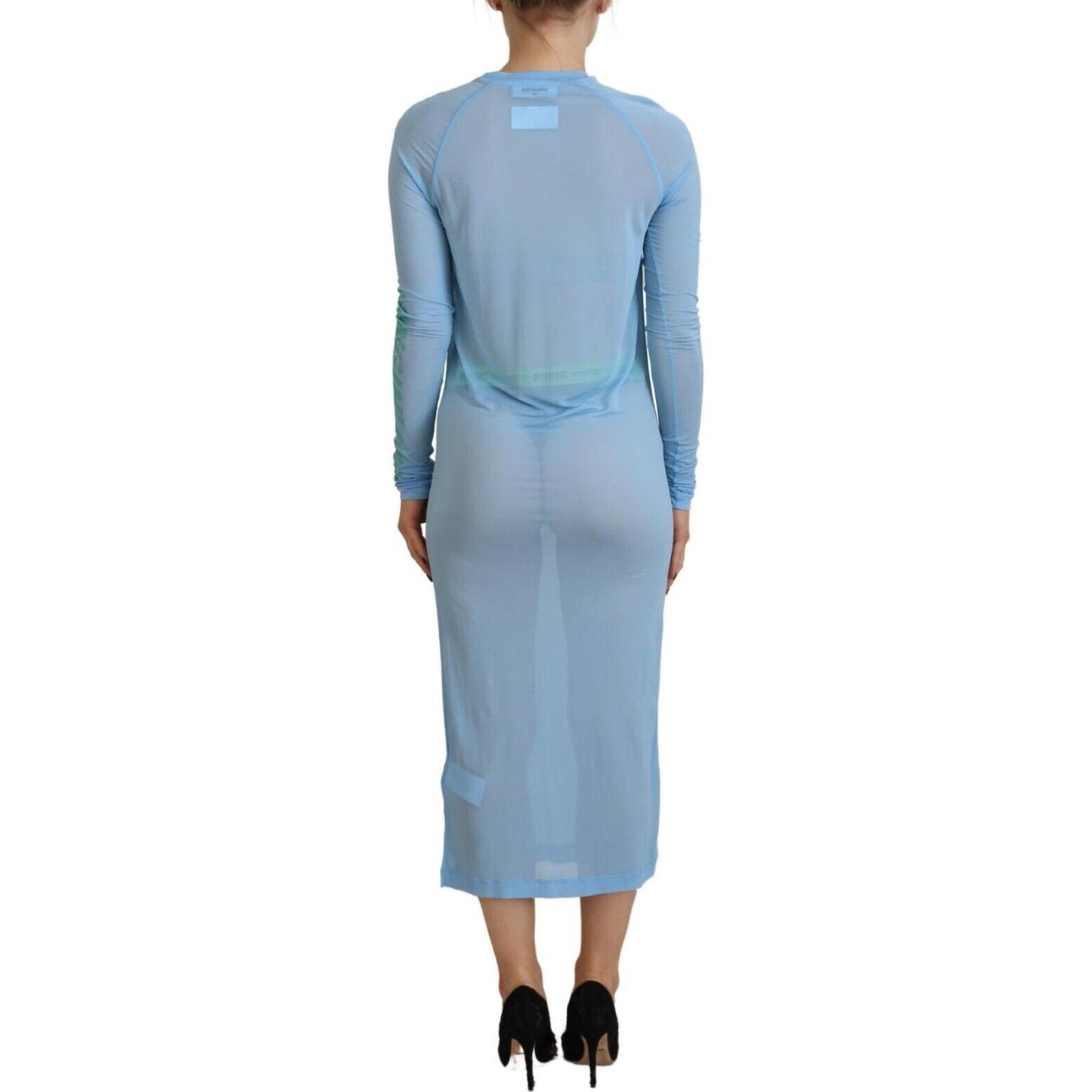 Dsquared² Blue Printed Viscose Long Sleeves Cover Up Dress DR28834