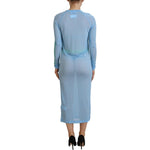 Dsquared² Blue Printed Viscose Long Sleeves Cover Up Dress DR28834