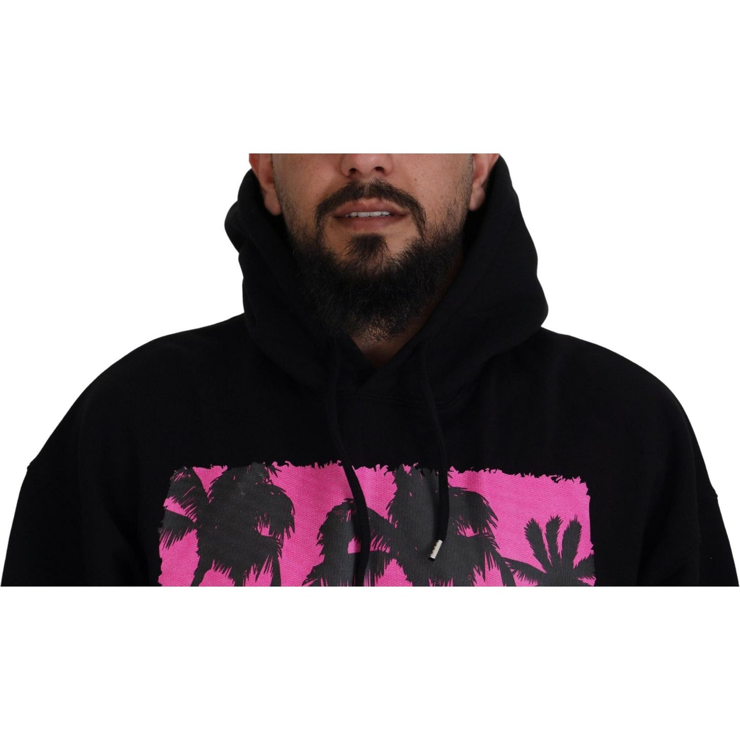 Dsquared² Black Cotton Hooded Printed Men Pullover Sweater