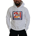 Dsquared² White Cotton Hooded Printed Men Pullover Sweater TSH83485-48