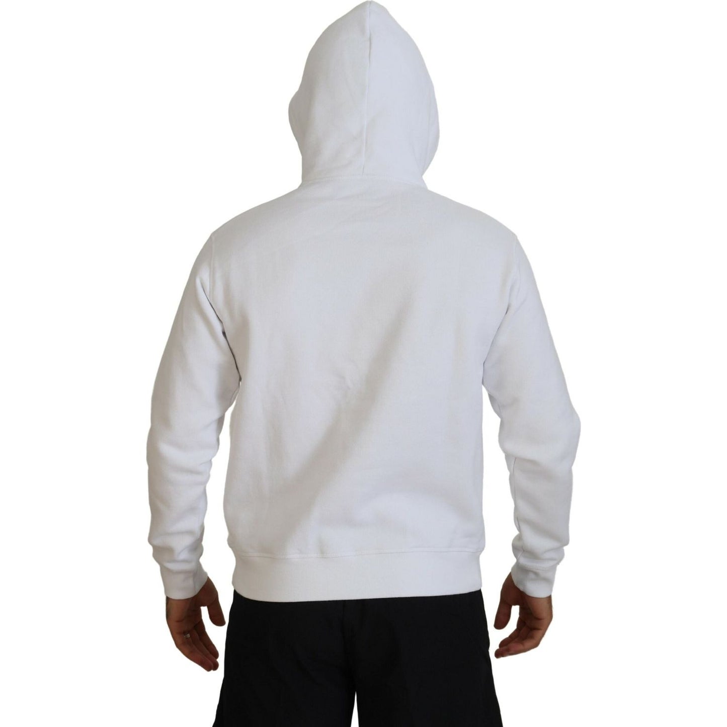 Dsquared² White Cotton Hooded Printed Pullover Sweater TSH83489-48