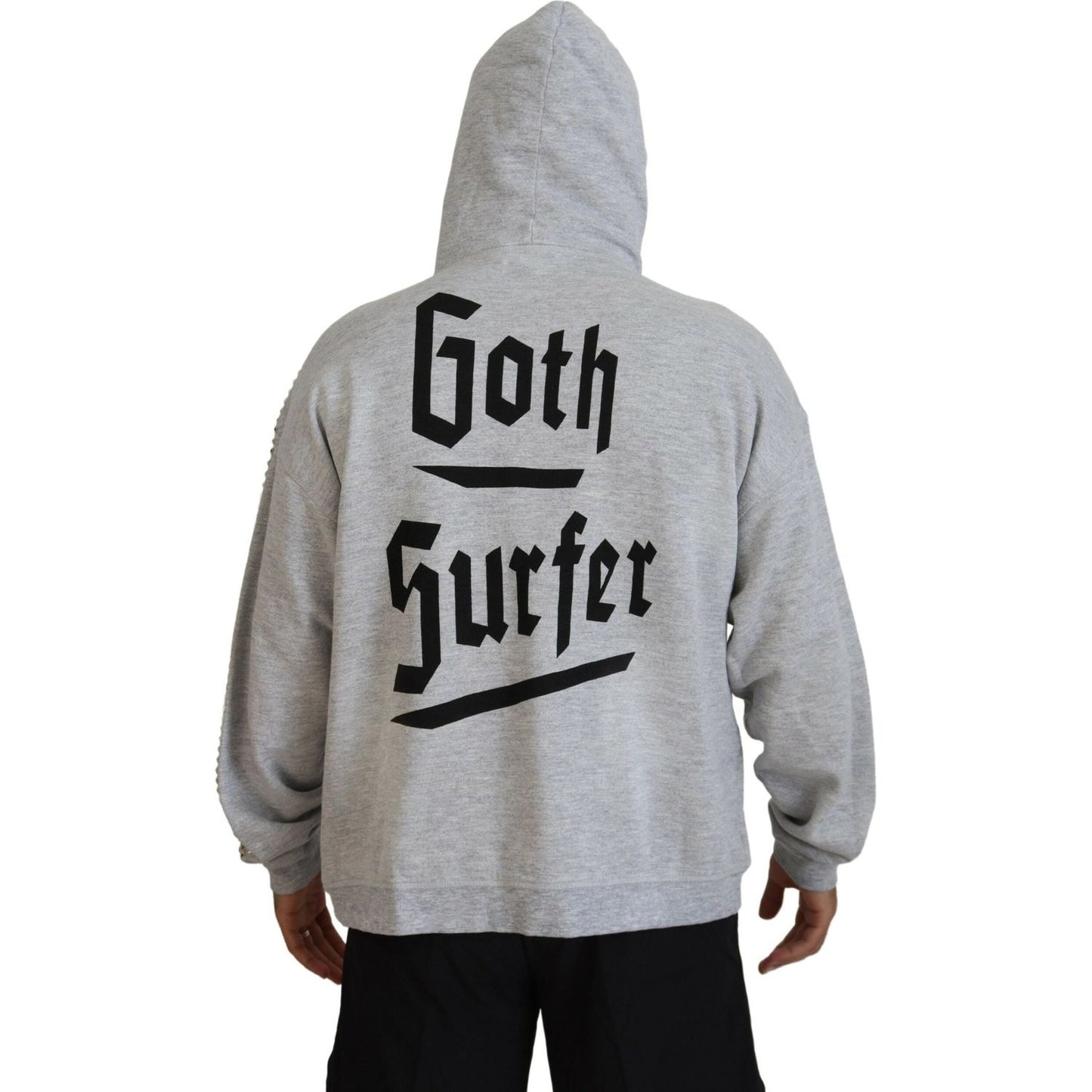 Dsquared² Gray Hooded Printed Crystal Embellishment Sweater TSH83491-48