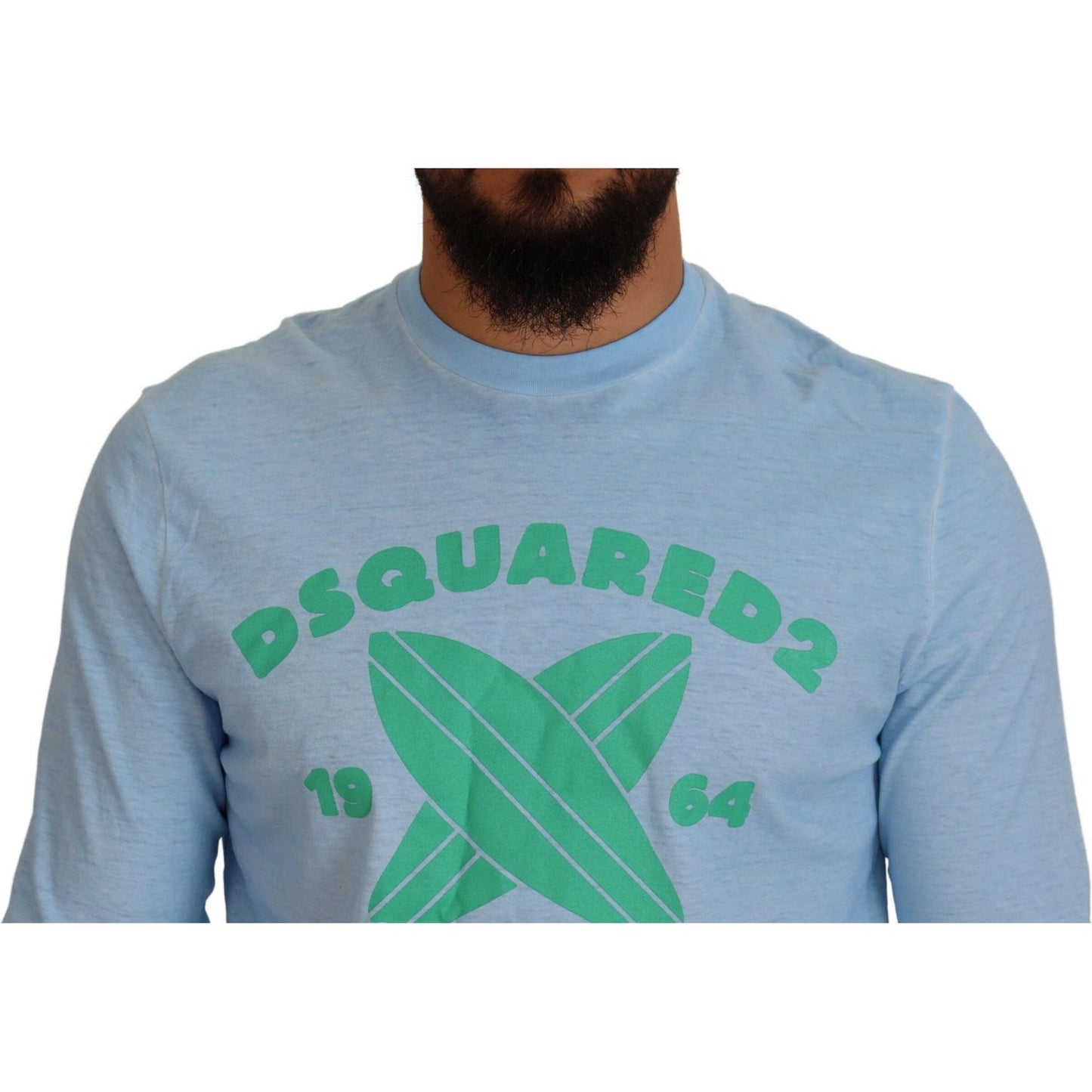 Dsquared² Light Blue Printed Long Sleeves Men Sweater TSH83526-48