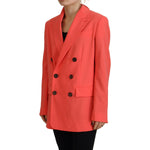Dsquared² Pink Double Breasted Coat Blazer Jacket Dsquared² Chocolate