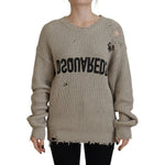 Dsquared² Beige Cotton Knitted Crewneck Pullover Sweater TSH83467-38