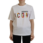 Dsquared² White Cotton Shiny Icon East Tee Crewneck T-shirt TSH83388-38