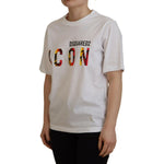 Dsquared² White Cotton Shiny Icon East Tee Crewneck T-shirt TSH83388-38