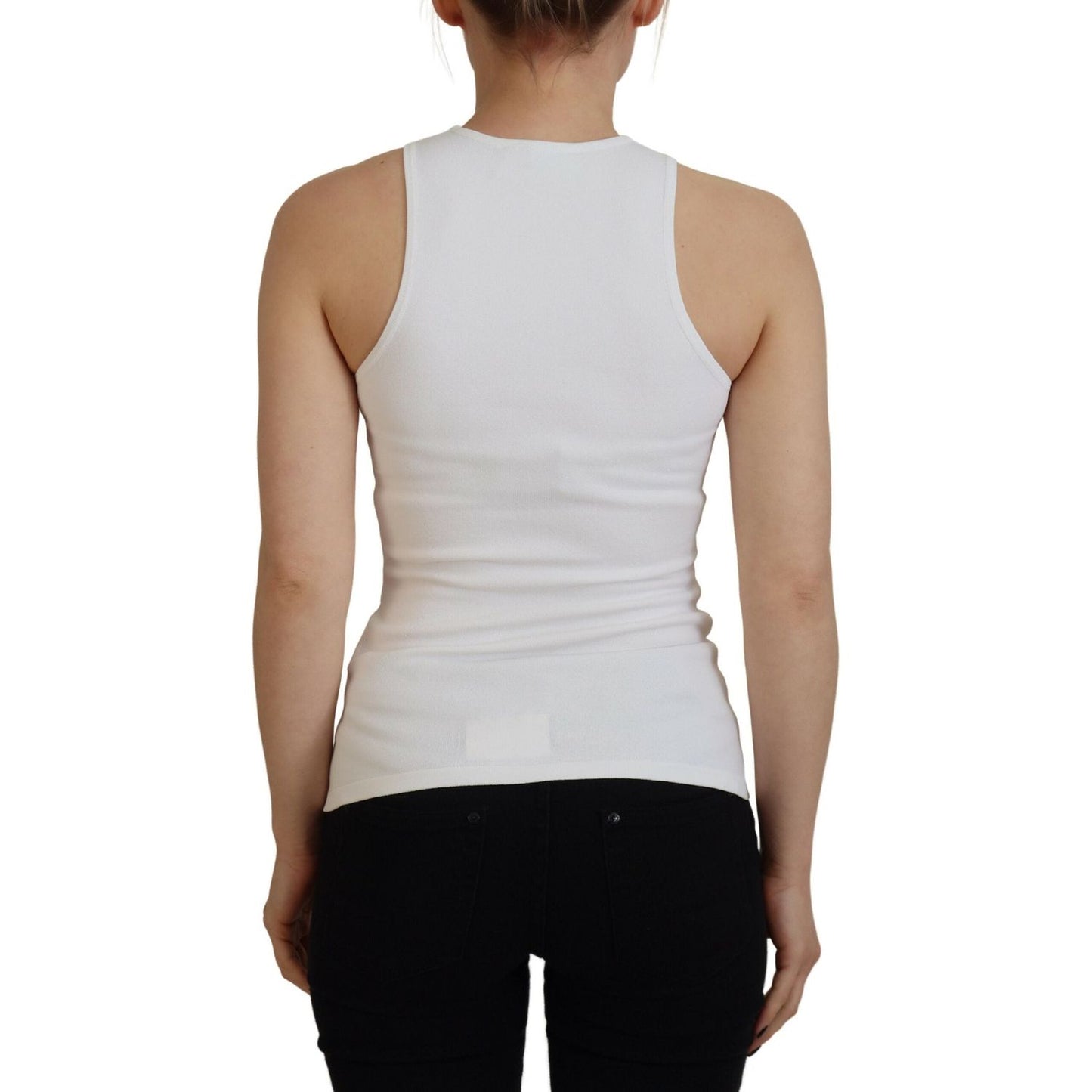 Dsquared² White Viscose Sleeveless Round Neck Tank T-shirt TSH83391-38