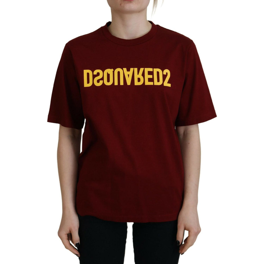 Dsquared² Maroon Logo Cotton Crewneck Short Sleeve Tee T-shirt TSH83403-38
