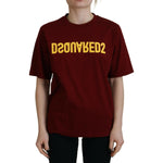 Dsquared² Maroon Logo Cotton Crewneck Short Sleeve Tee T-shirt TSH83403-38