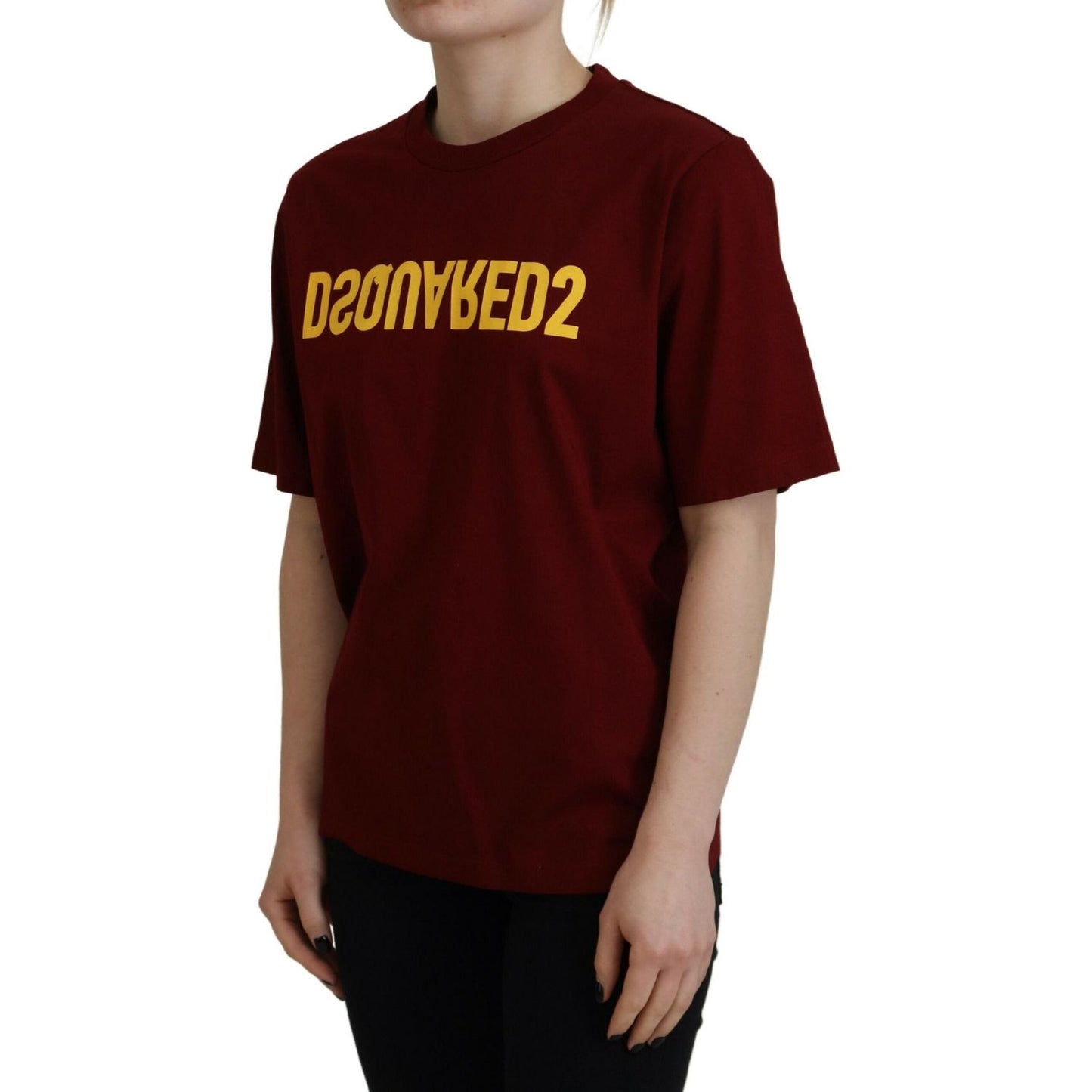 Dsquared² Maroon Logo Cotton Crewneck Short Sleeve Tee T-shirt TSH83403-38