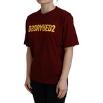 Dsquared² Maroon Logo Cotton Crewneck Short Sleeve Tee T-shirt TSH83403-38