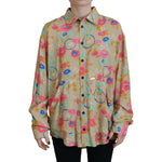Dsquared² Beige Floral Collared Button Down Long Sleeves Shirt TSH83427-38