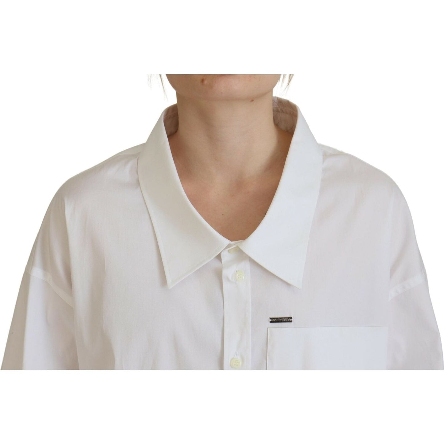 Dsquared² White Cotton Button Down Collared Dress Shirt Top TSH83431-38
