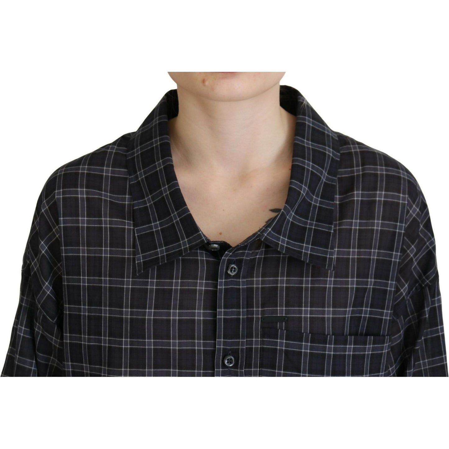 Dsquared² Black Checkered Collared Button Long Sleeves Shirt TSH83436-38