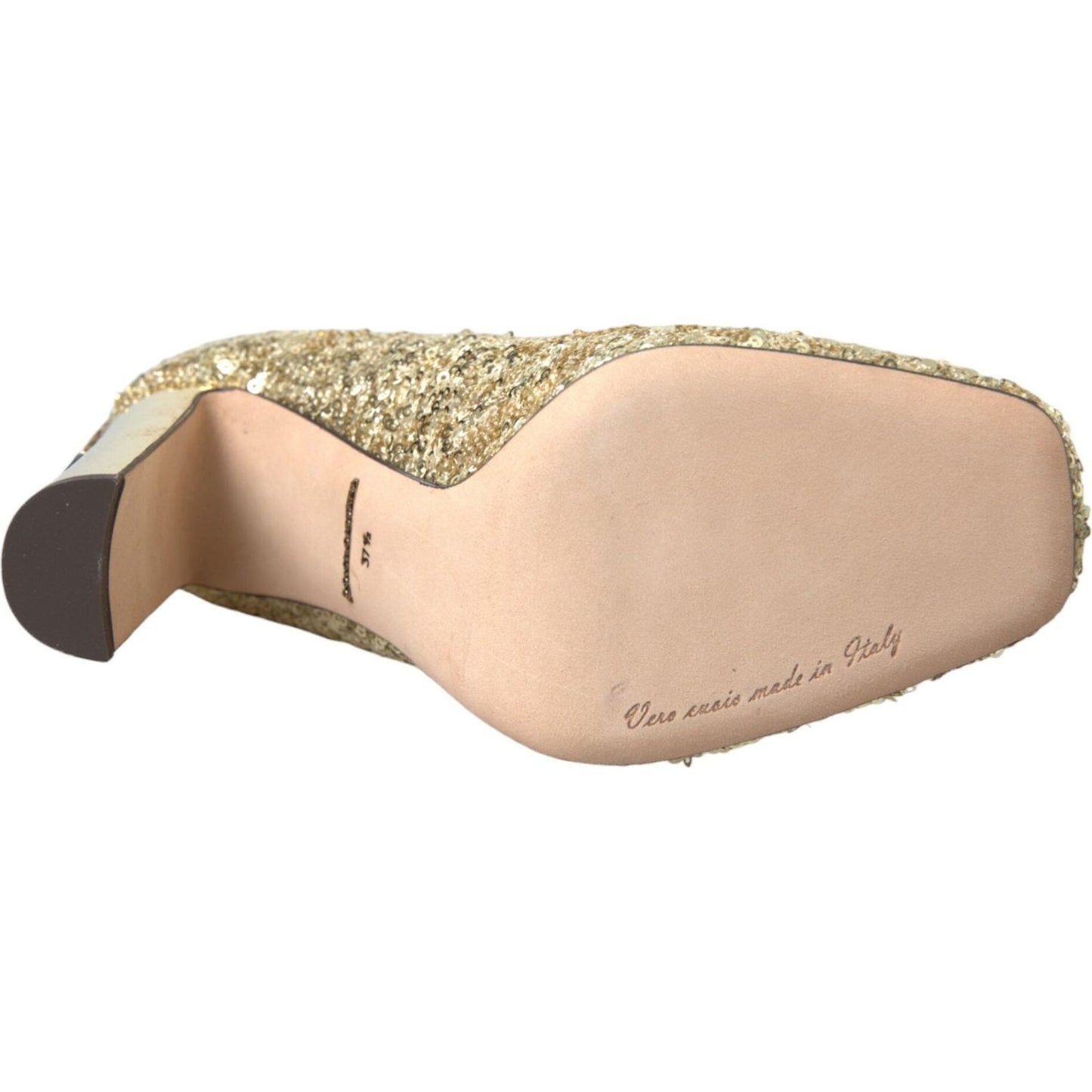 Dolce & Gabbana Gold Sequin Crystal Heels Pumps Shoes LA10867-40