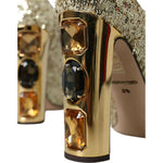 Dolce & Gabbana Gold Sequin Crystal Heels Pumps Shoes LA10867-40