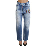 Dsquared² Blue Icon High Waist Straight Denim Jeans Boston PAN74519