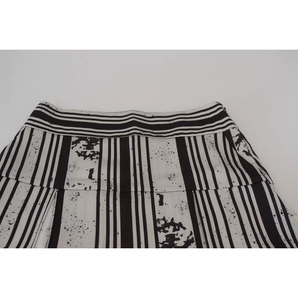 Dsquared² Gray Black Stripes Mid Waist A-line Mini Skirt SKI1891-38