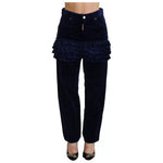 Dsquared² Blue Ruffles HighWaist Cotton Denim Boston Fit Pants PAN74524-38