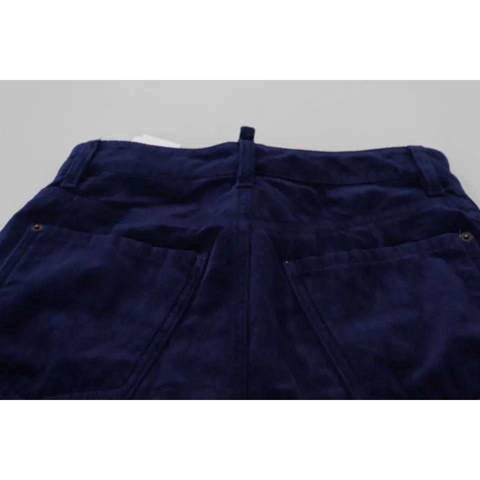 Dsquared² Blue Ruffles HighWaist Cotton Denim Boston Fit Pants PAN74524-38