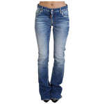 Dsquared² Blue Washed Cotton Mid Waist Flared Denim Jeans PAN74511-38