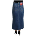 Dsquared² Blue Distressed High Waist Pencil Cut Denim Skirt SKI1896-38