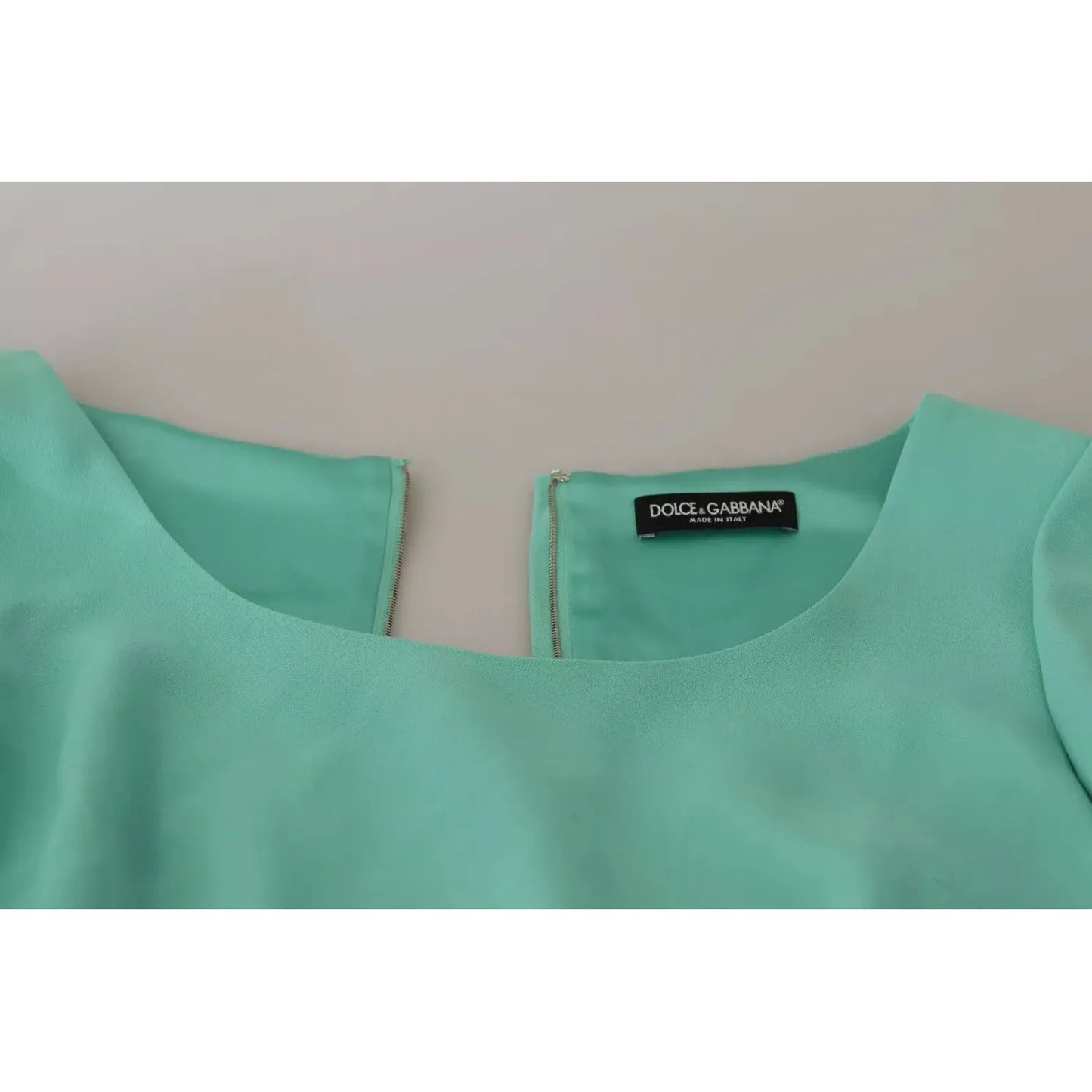 Dolce & Gabbana Mint Green Sheath Square Neckline Midi Dress DR28663