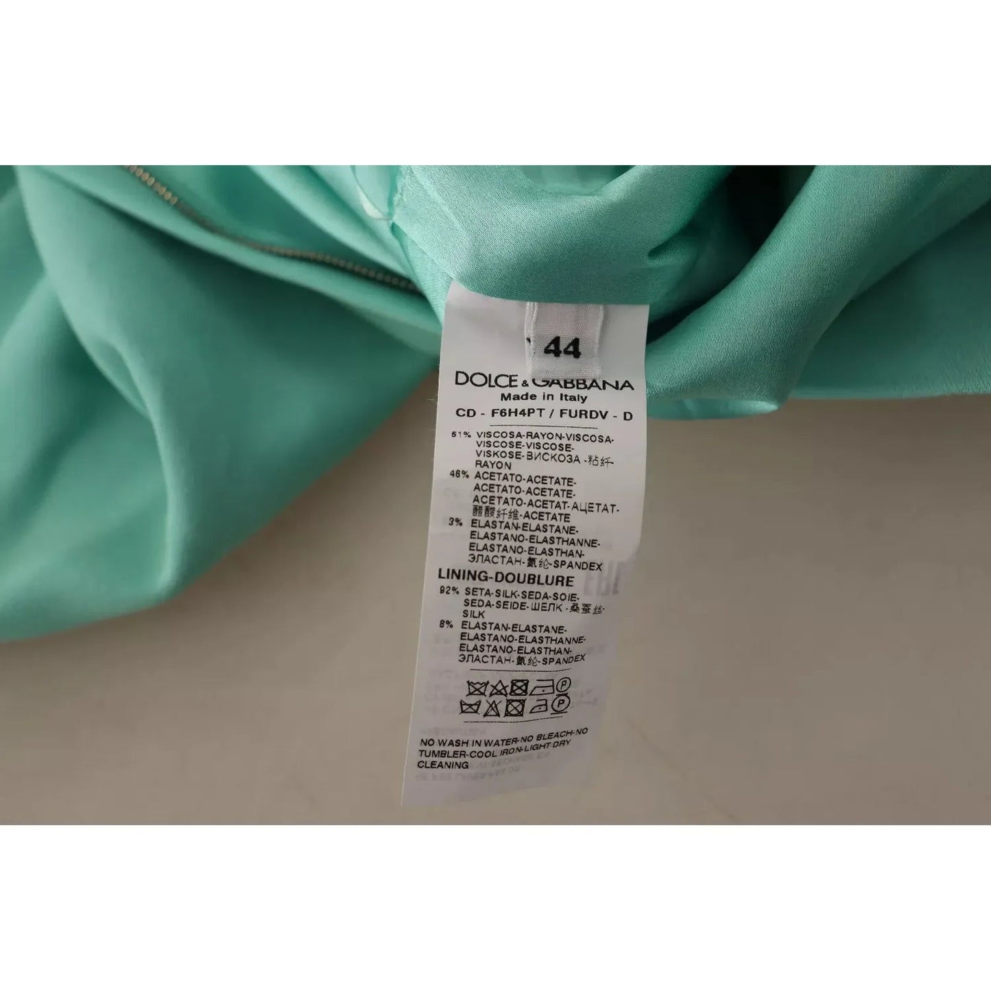 Dolce & Gabbana Mint Green Sheath Square Neckline Midi Dress DR28663