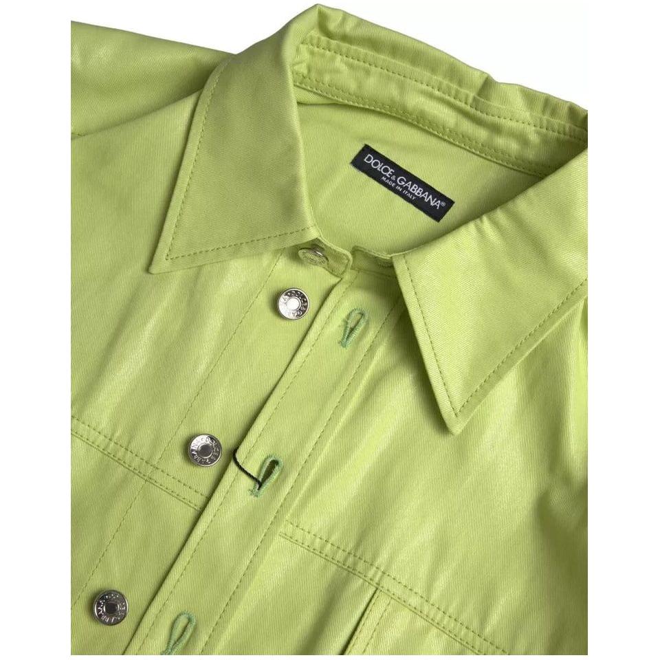 Dolce & Gabbana Green Cotton Collared Casual Button Down Shirt TSH84155-41