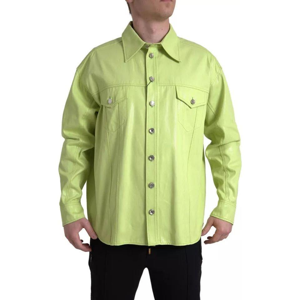 Dolce & Gabbana Green Cotton Collared Casual Button Down Shirt TSH84155-41