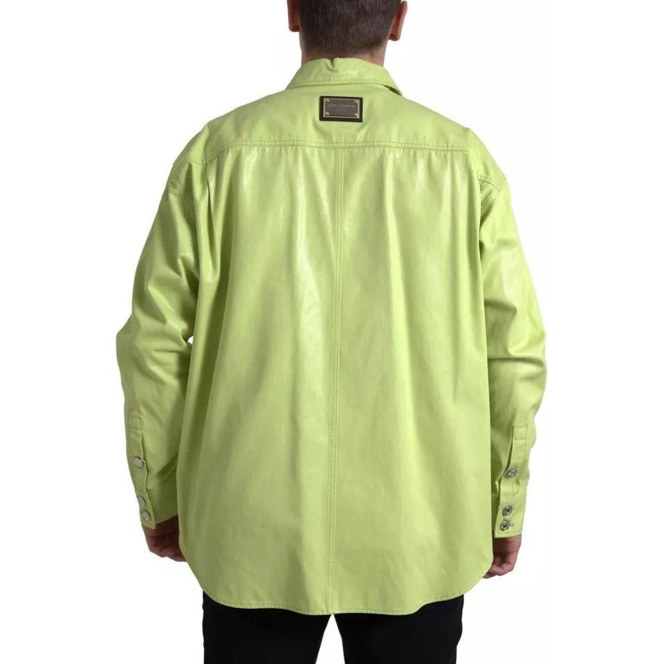 Dolce & Gabbana Green Cotton Collared Casual Button Down Shirt TSH84155-41