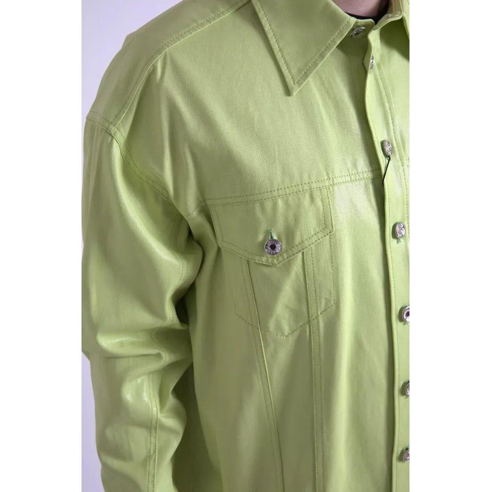 Dolce & Gabbana Green Cotton Collared Casual Button Down Shirt TSH84155-41